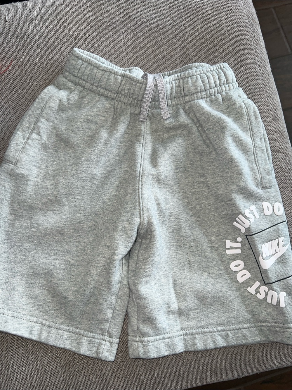 Nike Light Gray 'Just Do It' Kids Sweatshorts
